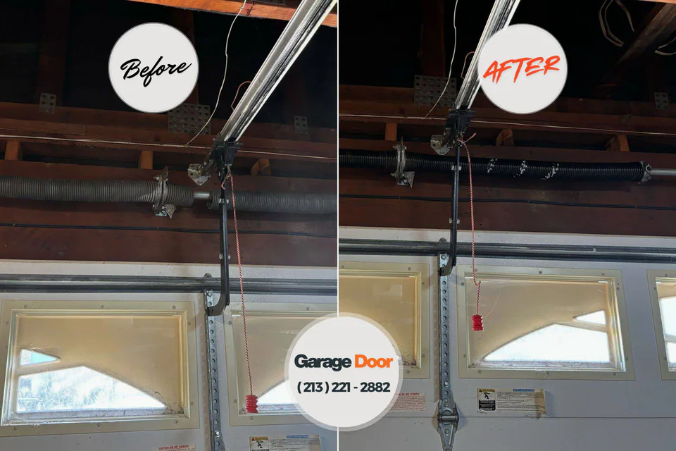 Before and after: garage door repair Dix Hills, NY